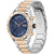 Bicolor Herrenarmbanduhr BOSS mit blauem Zifferblatt und Chronograph-Subdials