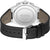 Rückansicht: schwarze Herren-Armbanduhr mit Lederarmband, Metallgehäuse und Faltschließe