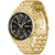 BOSS Quarzarmbanduhr: goldfarbenes Gehäuse, Metallarmband, schwarzes Chronograph-Zifferblatt