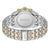 Rückseite der Herren-Armbanduhr mit Sichtboden und gold-silbernem Edelstahlarmband