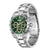 Sportliche Herrenuhr mit grünem Zifferblatt, drei Chrono-Subdials und Edelstahlarmband