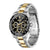 BOSS Chronographen-Armbanduhr mit schwarzer Lünette, Tachymeterskala und zweifarbigem Band