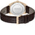 Rosenvergoldete Herrenarmbanduhr mit braunem Lederarmband, Gehäuseunterseite