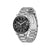 BOSS Chronograph Armbanduhr mit silbernem Metallarmband und schwarzem Zifferblatt