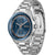 Herrenarmbanduhr mit blauem Zifferblatt, silbernem Gehäuse, sichtbarem BOSS-Schriftzug