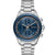 Herrenarmbanduhr mit blauem Zifferblatt, silbernem Edelstahlarmband und Chrono-Design