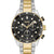 Herrenarmbanduhr BOSS Chronomatrix, schwarzes Zifferblatt, goldene Akzente, Edelstahlband