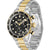 Herrenarmbanduhr BOSS Chronomatrix, Edelstahlband mit Gold-Mittelgliedern, schwarzes Zifferblatt