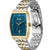 Herren-Armbanduhr mit blauem Zifferblatt, goldfarbenem Gehäuse und Metallarmband