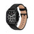 Herrenarmbanduhr von Tommy Hilfiger mit schwarzem Lederarmband und schwarzem Zifferblatt.