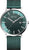 Montre pour homme avec cadran vert, boîtier argenté et bracelet en maille verte