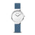 Damenuhr mit weißem Zifferblatt und blauem Silikonarmband
