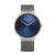Herrenuhr mit blauem Zifferblatt und silbernem Mesharmband, rundes Gehäuse
