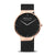 Herrenuhr mit schwarzem Zifferblatt, Roségoldgehäuse und schwarzem Milanaise-Armband