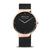 Bering Herrenuhr mit schwarzem Mesh-Armband, roségoldener Lünette und schwarzem Zifferblatt
