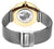 Fond de montre pour homme avec motif carte du monde, inscription Bering et bracelet en maille argentée.