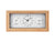 Réveil rectangulaire avec cadre en bois, cadran blanc et thermomètre/hygromètre