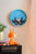 Horloge murale bleue pour chambre d'enfant avec motif vache rond, cadran et aiguilles argentées