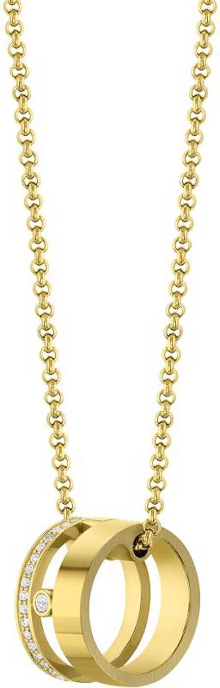 Collier doré avec pendentif anneau et maillons