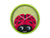 Horloge murale ronde verte avec motif de coccinelle, chiffres et grands yeux