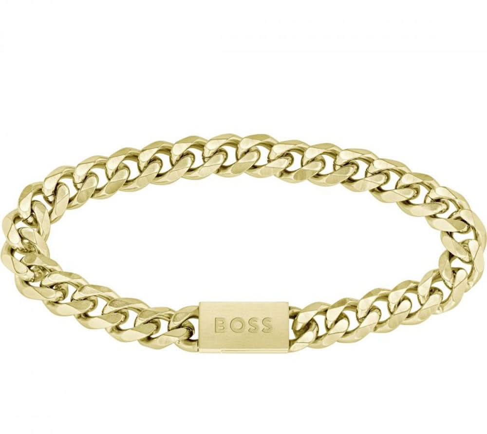 Panzerarmband aus Gelbgold mit Kettengliedern und BOSS-Schließe
