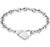Bracelet cœur avec chaîne à maillons et grand fermoir magnétique en forme de cœur, couleur argent
