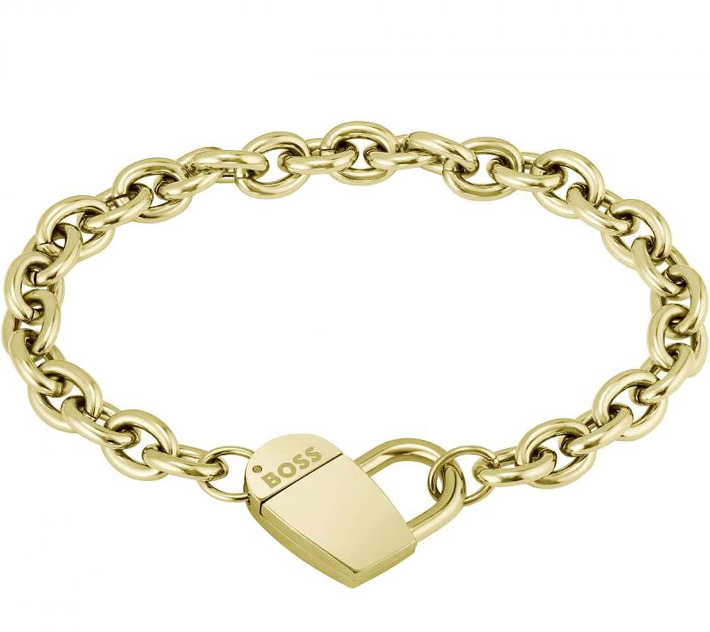 Bracelet cœur doré à maille forçat et grand fermoir aimanté, BOSS