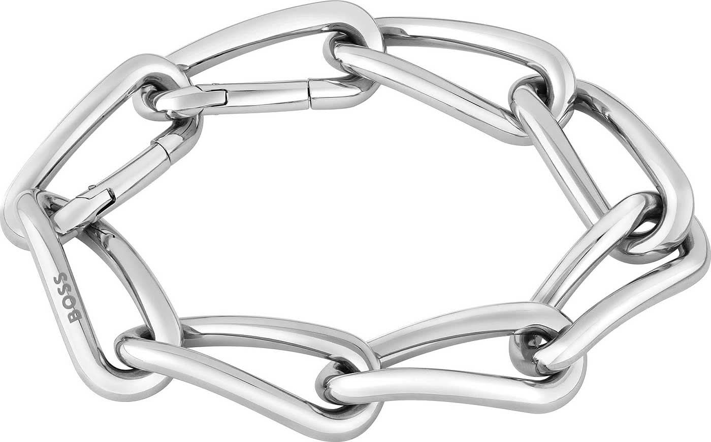 Bracelet gourmette argenté avec fermoir mousqueton et maillons larges