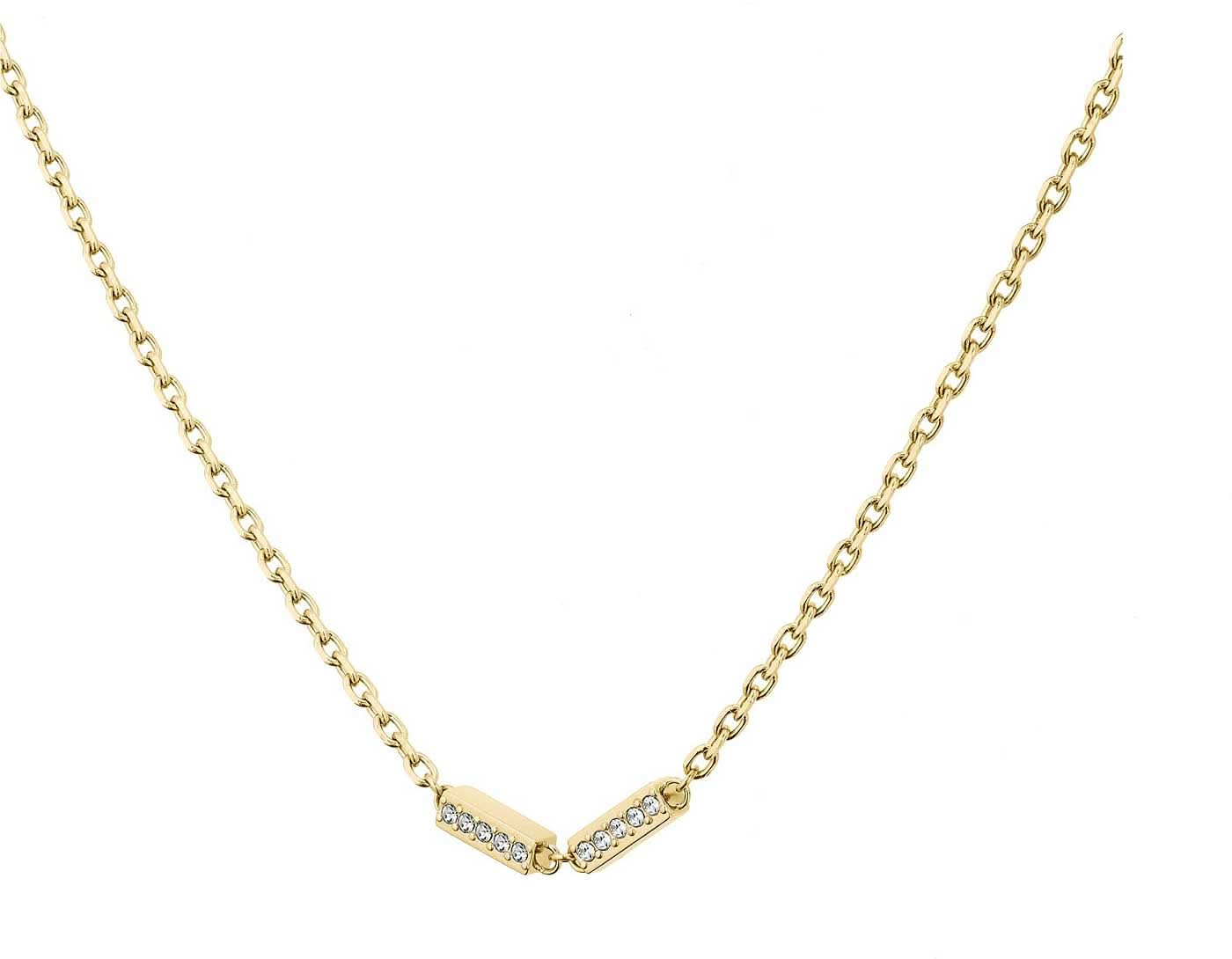 Collier double rang doré avec fermoir en V et pierres scintillantes