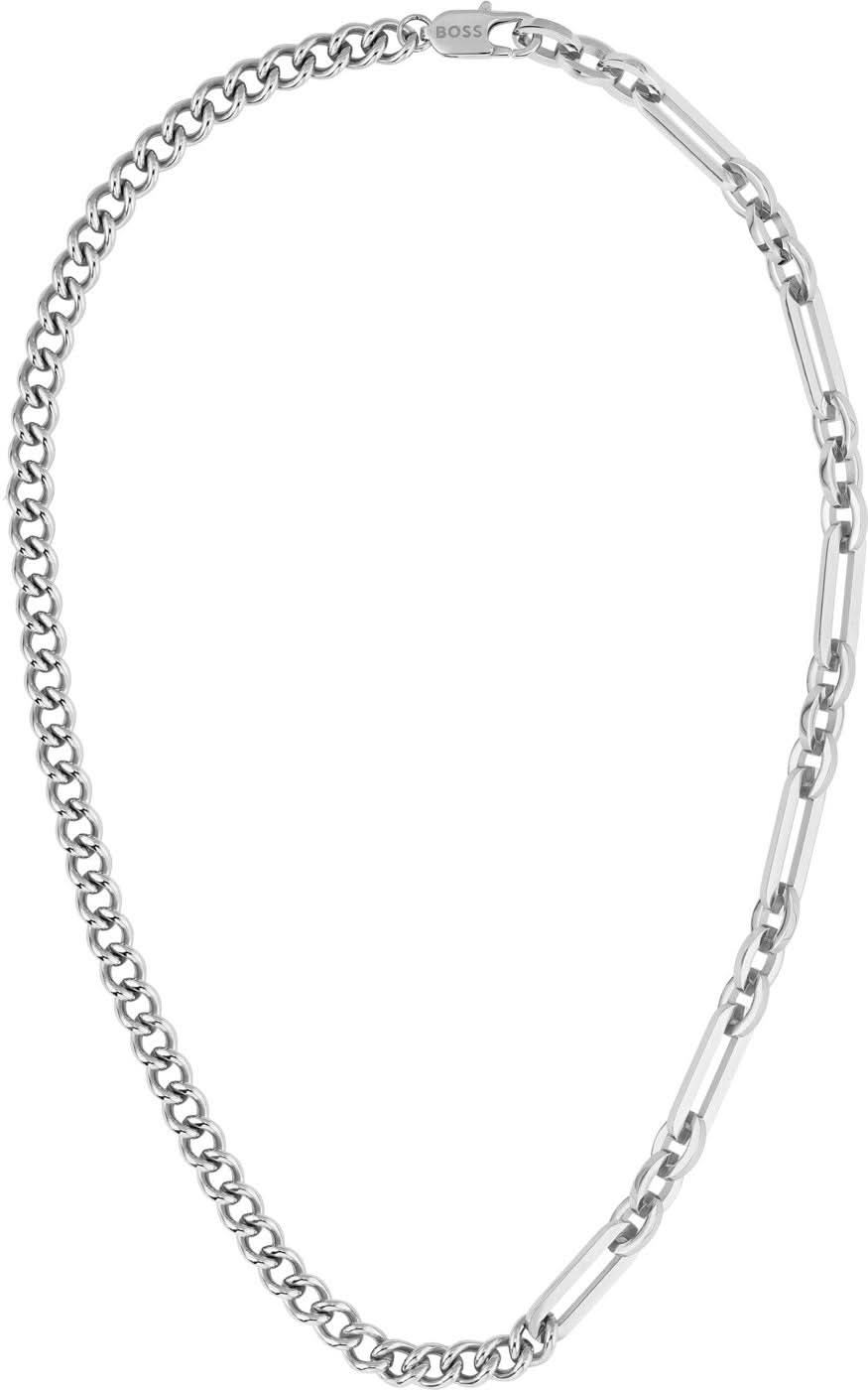 Silberfarbene Edelstahlkette mit Gliederkettendesign