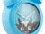 Réveil enfant bleu en gros plan : motif de vache sur le cadran