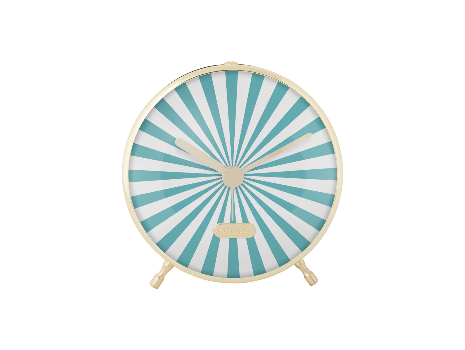 Réveil Karlsson Candy-Swirl avec cadran turquoise et blanc et cadre doré