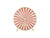 Réveil avec motif de rayons orange et blanc et cadre doré, sur pied