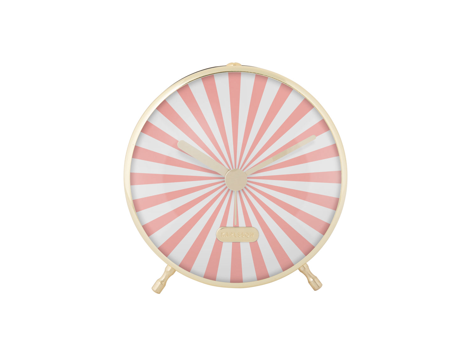 Réveil Karlsson Candy Swirl avec cadran rose rayonnant et cadre doré