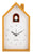 Coucou design maison en bois, cadran blanc et fenêtre coucou rouge