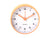 Réveil rond orange avec cadran blanc et index des heures visibles