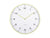 Horloge murale avec cadran blanc, bordure jaune-vert, aiguilles et inscription Karlsson