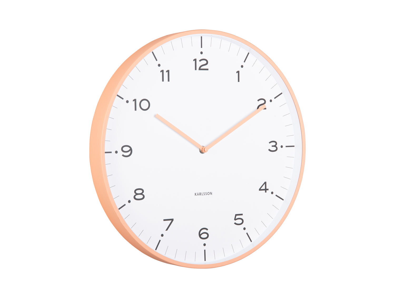 Horloge murale ronde avec anneau en fer orange et cadran blanc