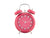 Réveil avec boîtier rose foncé, cloches roses et cadran en strass