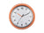 Horloge murale Karlsson avec bordure orange vif, cadran blanc et aiguilles noires.