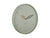 Horloge murale ronde : cadre gris-vert, cadran beige avec chiffres dorés et aiguilles noires