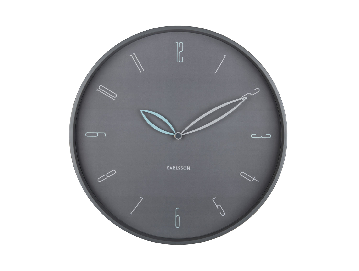 Karlsson Horloge murale ronde, cadran gris foncé avec motif pétales et index bâtons