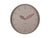 Horloge murale gris chaud avec aiguilles rouges et index bâtons, cadre rond