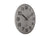 Horloge murale avec chiffres 3D sur cadran gris, bord argenté, aiguilles noires