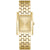 Goldfarbene BOSS Damenuhr mit rechteckigem Zifferblatt und Gliederarmband
