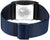 Fond de montre pour homme avec plaque métallique gravée et bracelet en maille bleu foncé