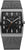 Herrenarmbanduhr mit schwarzem Zifferblatt, rechteckigem Gehäuse und Metallband