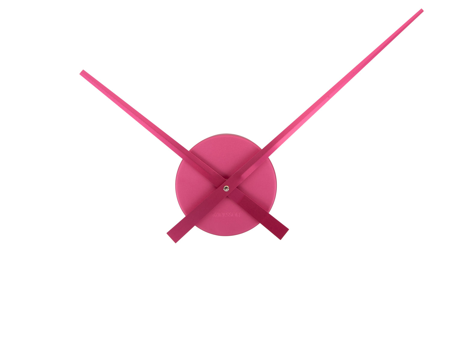 Horloge murale à cadran ouvert, boîtier et aiguilles rose foncé