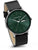 Montre pour homme Titan avec cadran vert, bracelet en cuir noir et couronne latérale