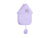 Horloge murale Karlsson forme maison, violette, vue latérale avec ouverture pour les yeux et balancier